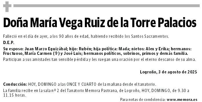 Doña María Vega Ruiz de la Torre Palacios