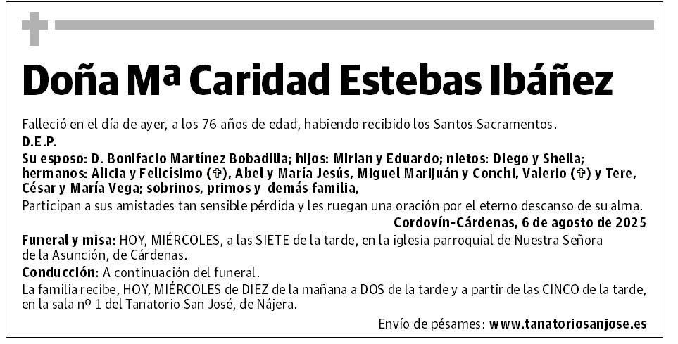 Doña Mª Caridad Estebas Ibáñez