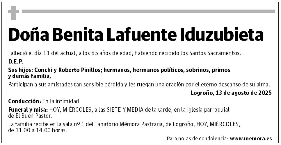 Doña Benita Lafuente Iduzubieta