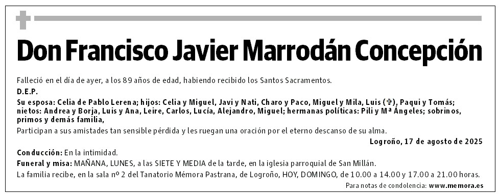 Don Francisco Javier Marrodán Concepción