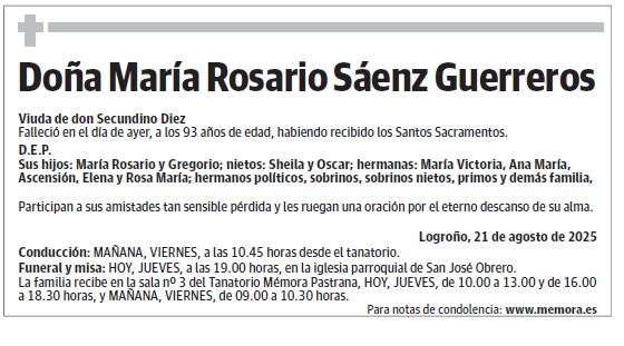 Doña María Rosario Sáenz Guerreros