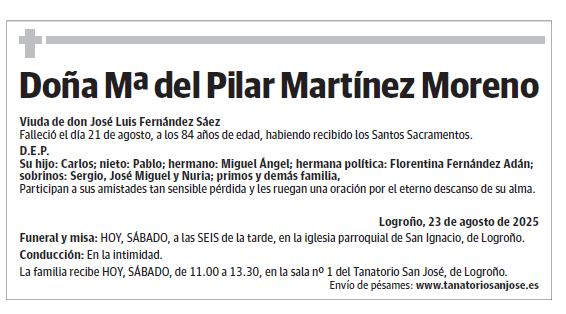 Doña Mª del Pilar Martínez Moreno