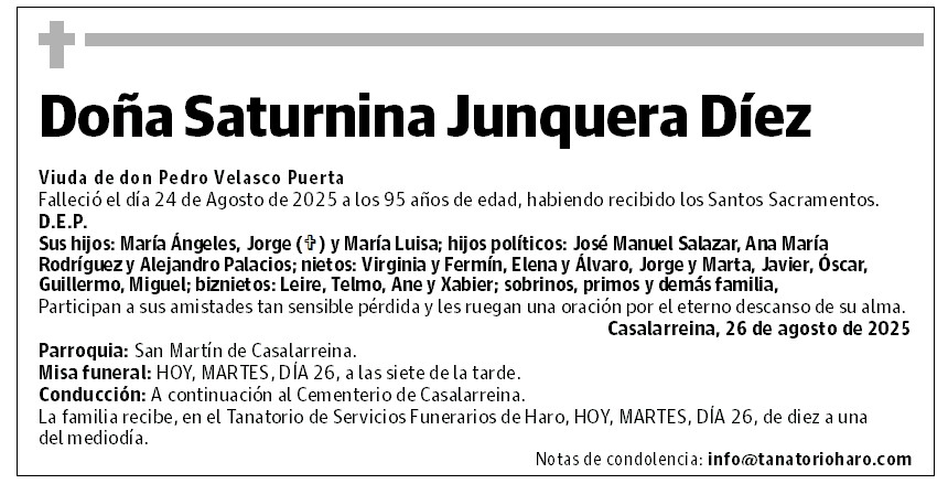 Doña Saturnina Junquera Díez