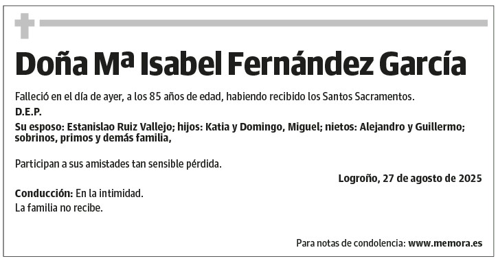 Doña Mª Isabel Fernández García