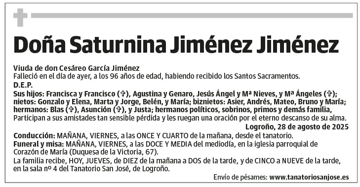 Doña Saturnina Jiménez Jiménez