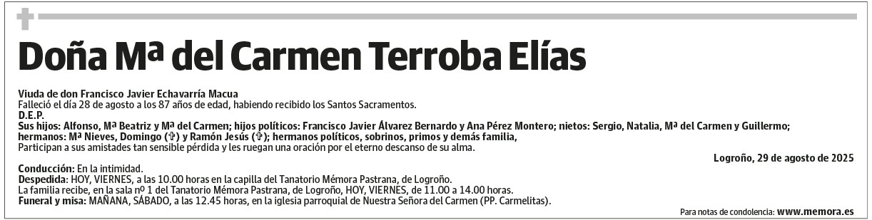 Doña Mª del Carmen Terroba Elías