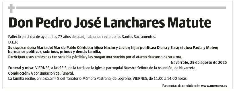 Don Pedro José Lanchares Matute