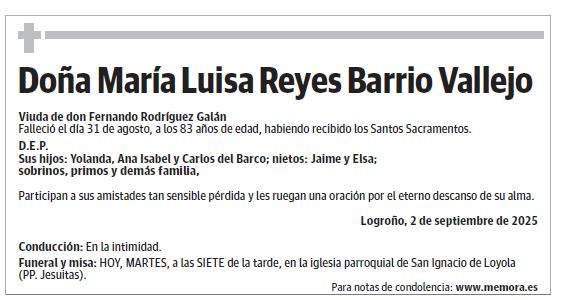 Doña María Luisa Reyes Barrio Vallejo