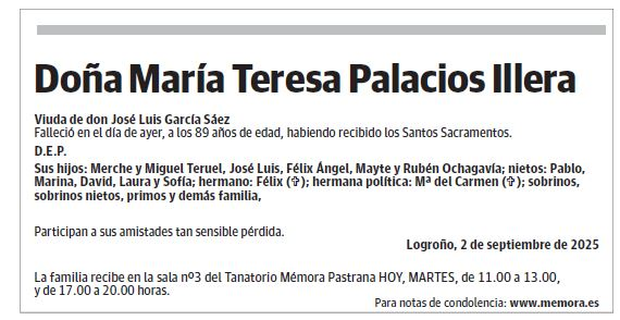 Doña María Teresa Palacios Illera