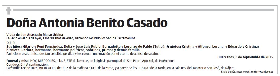 Doña Antonia Benito Casado