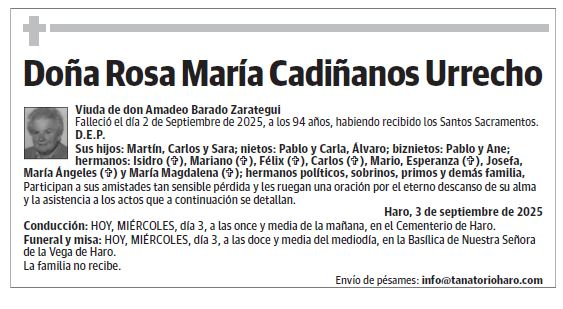 Doña Rosa María Cadiñanos Urrecho