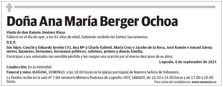 Doña Ana María Berger Ochoa