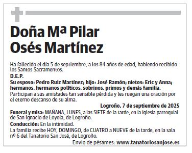 Doña Mª Pilar Osés Martínez