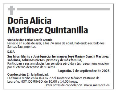 Doña Alicia Martínez Quintanilla