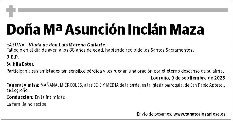 Doña Mª Asunción Inclán Maza