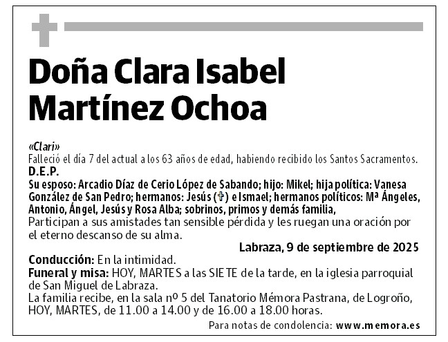 Doña Clara Isabel Martínez Ochoa