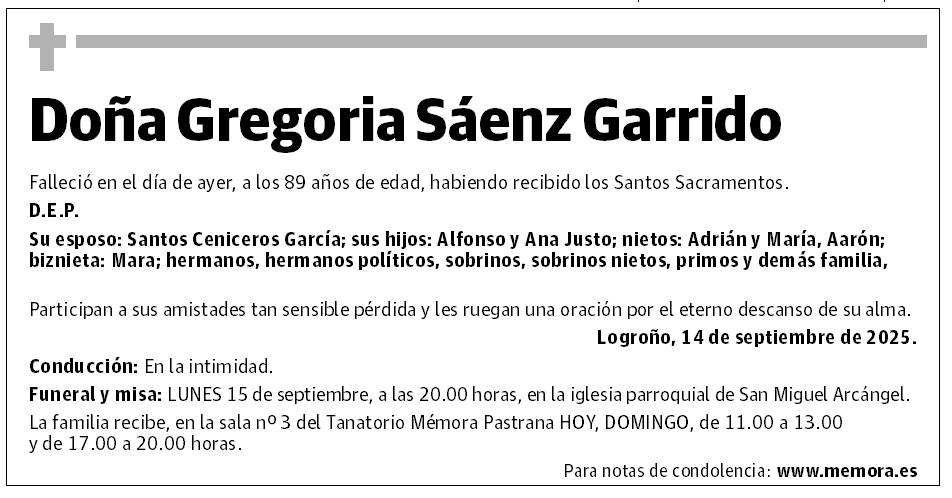 Doña Gregoria Sáenz Garrido