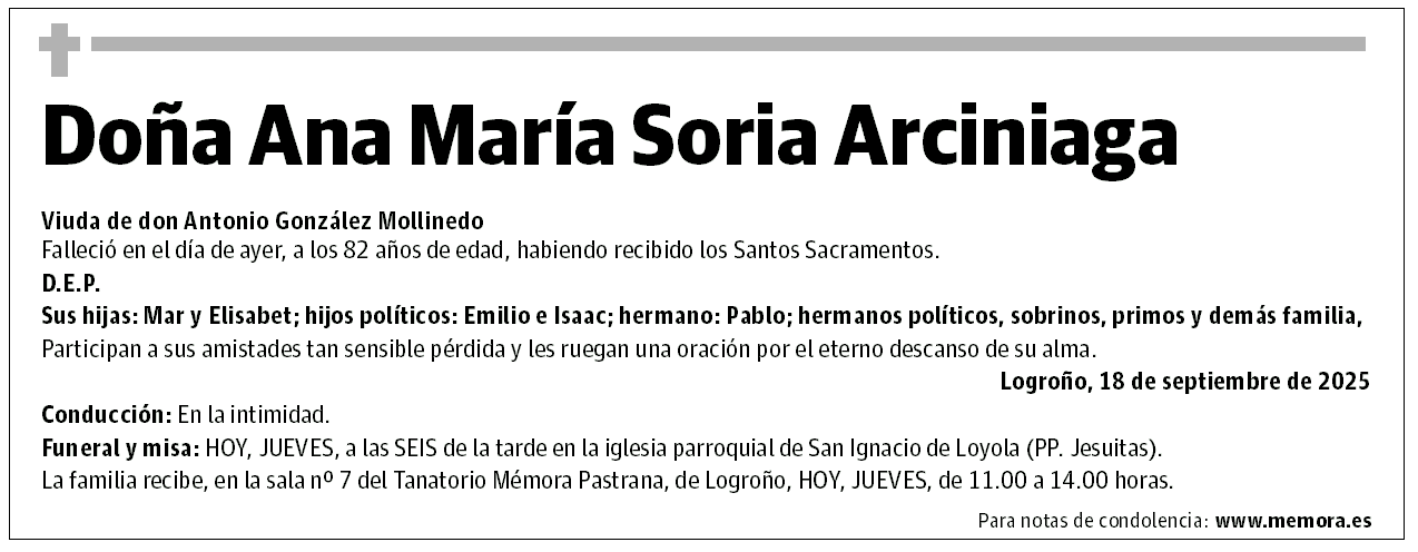 Doña Ana María Soria Arciniaga