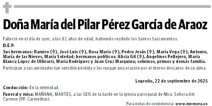Doña María del Pilar Pérez García de Araoz