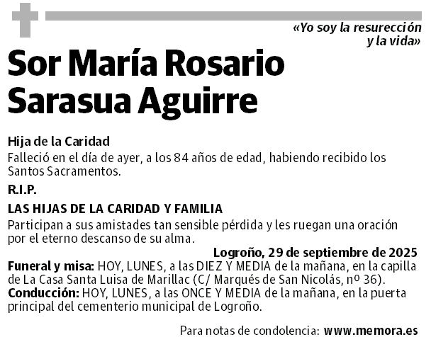 Sor María Rosario Sarasua Aguirre