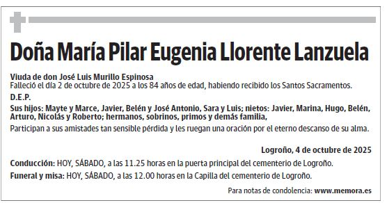 Doña María Pilar Eugenia Llorente Lanzuela