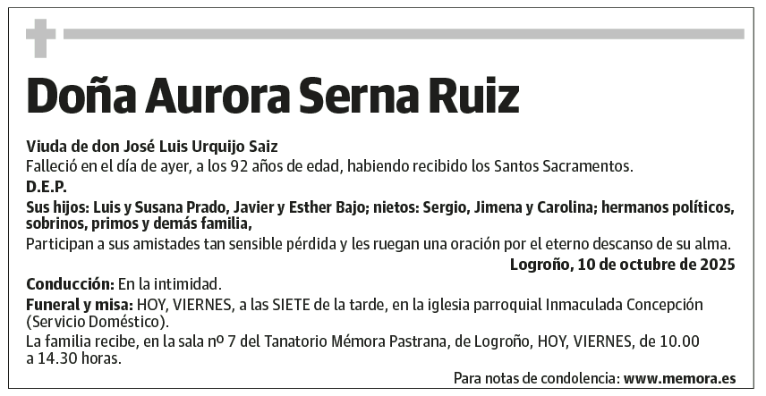 Doña Aurora Serna Ruiz
