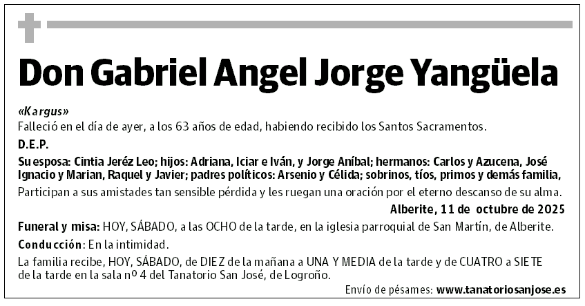 Don Gabriel Angel Jorge Yangüela