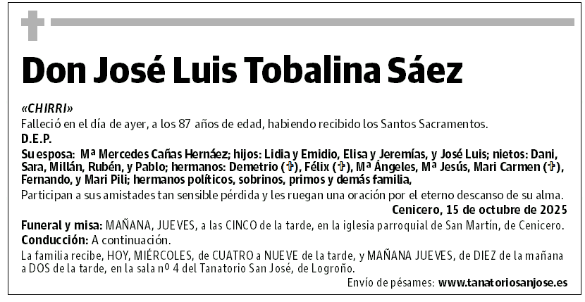 Don José Luis Tobalina Sáez