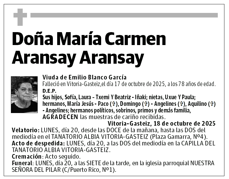 Doña María Carmen Aransay Aransay