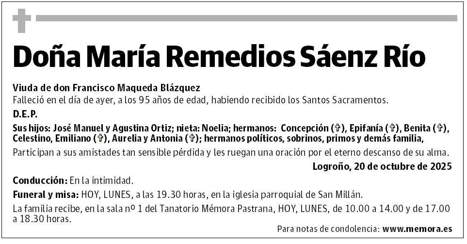 Doña María Remedios Sáenz Río