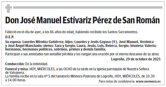 Don José Manuel Estívariz Pérez de San Román
