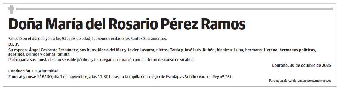 Doña María del Rosario Pérez Ramos