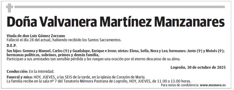 Doña Valvanera Martínez Manzanares