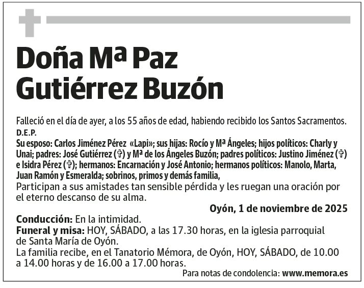 Doña Mª Paz Gutiérrez Buzón