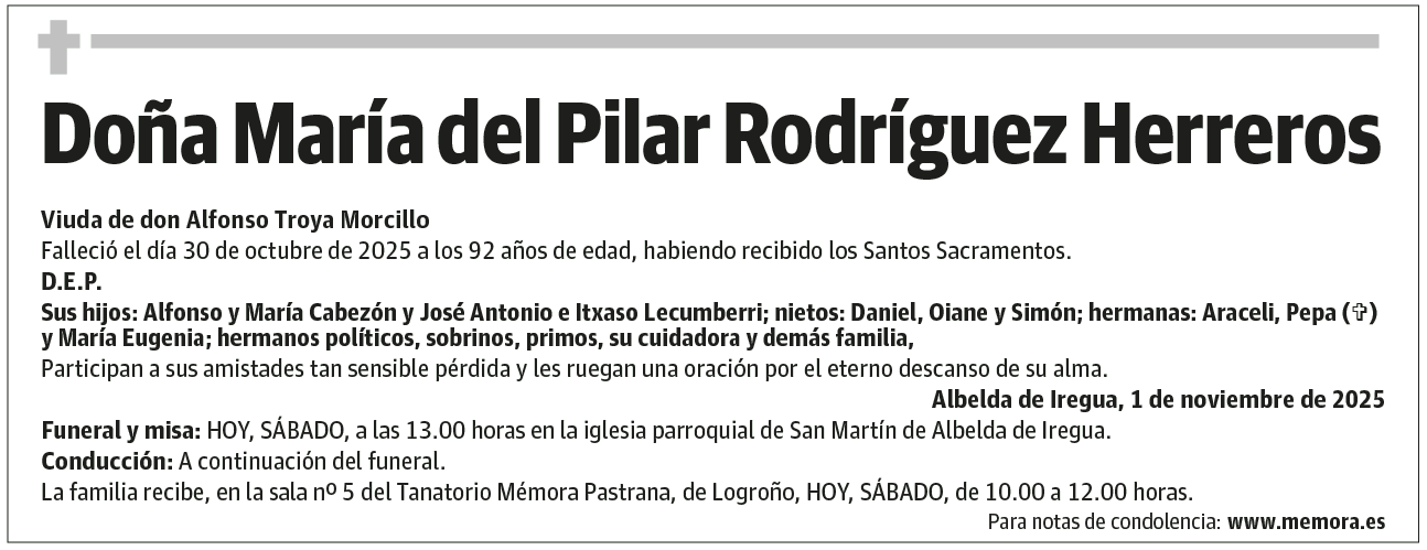 Doña María del Pilar Rodríguez Herreros