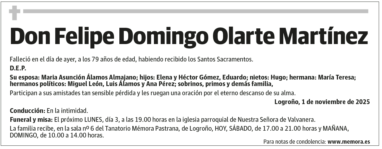 Don Felipe Domingo Olarte Martínez