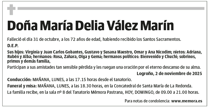 Doña María Delia Vález Marín