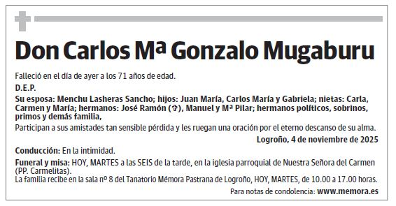 Don Carlos Mª Gonzalo Mugaburu