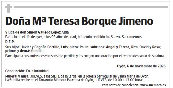 Doña Mª Teresa Borque Jimeno