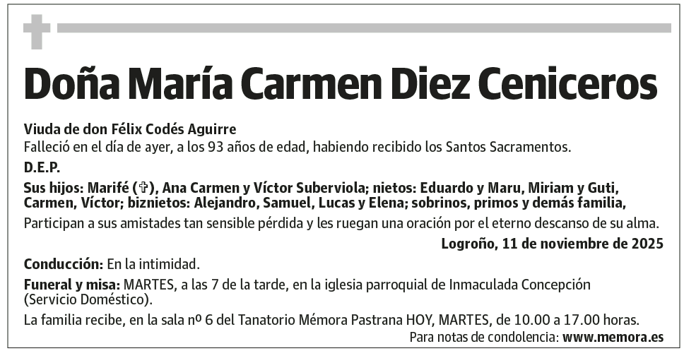 Doña María Carmen Diez Ceniceros
