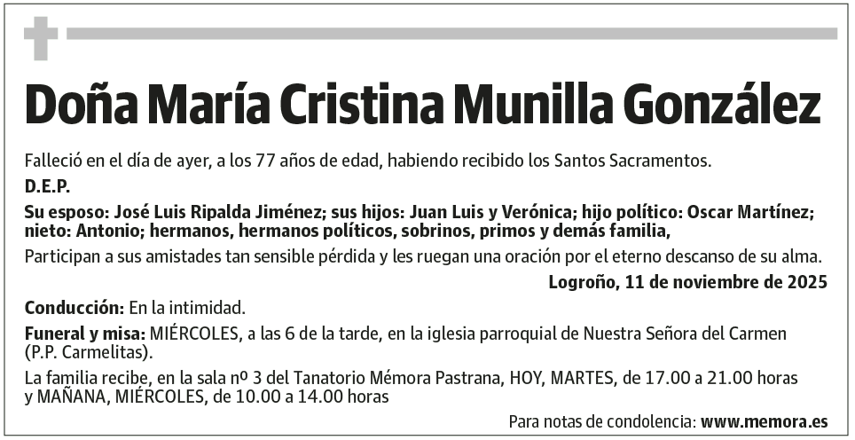 Doña María Cristina Munilla González