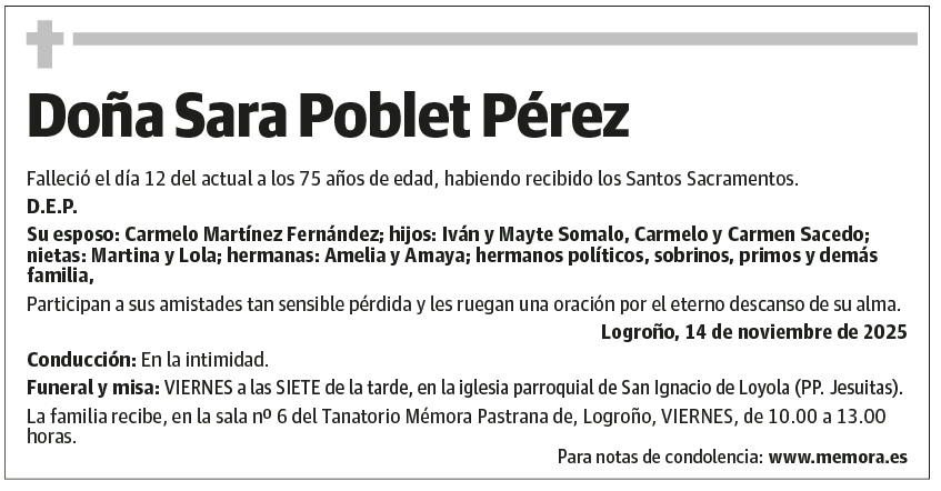 Doña Sara Poblet Pérez