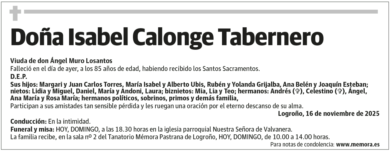 Doña Isabel Calonge Tabernero