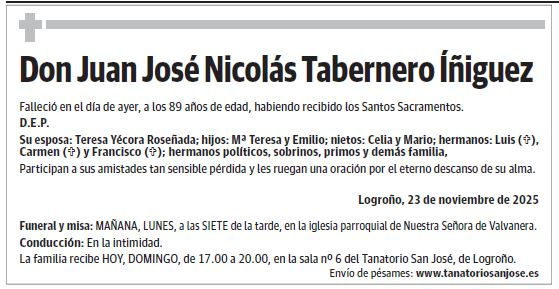 Don Juan José Nicolás Tabernero Íñiguez