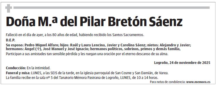 Doña M.ª del Pilar Bretón Sáenz