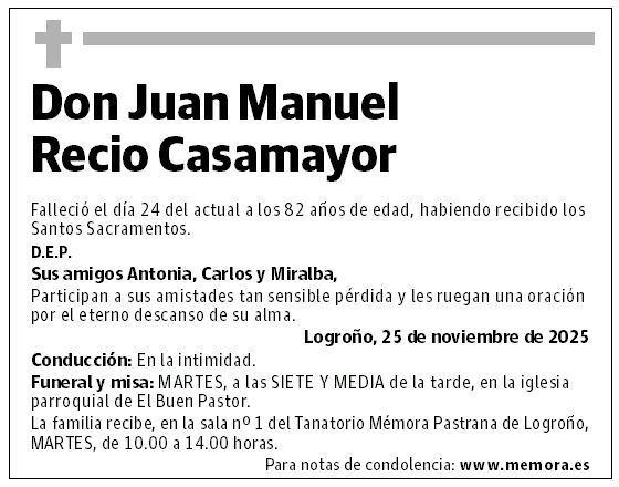 Don Juan Manuel Recio Casamayor