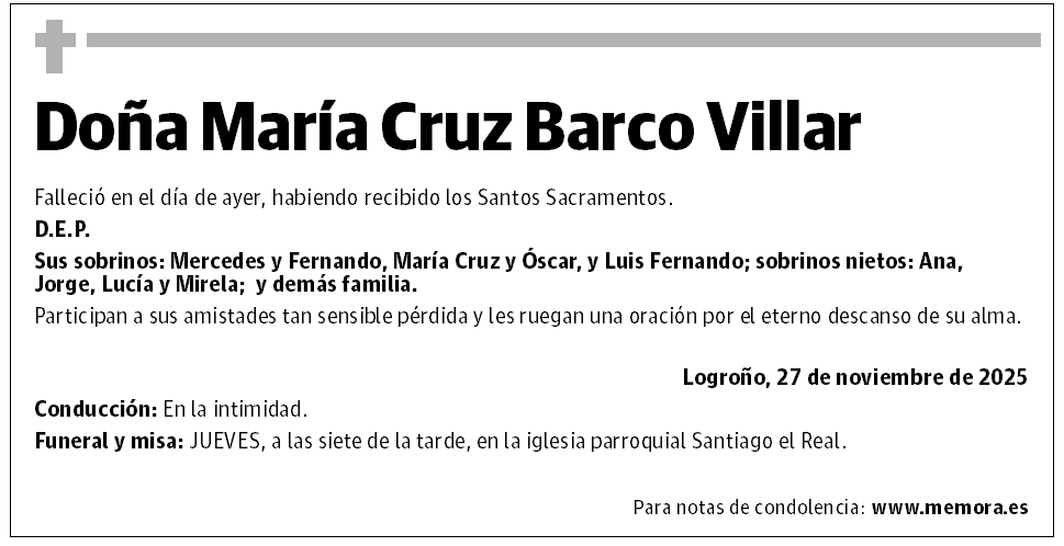 Doña María Cruz Barco Villar