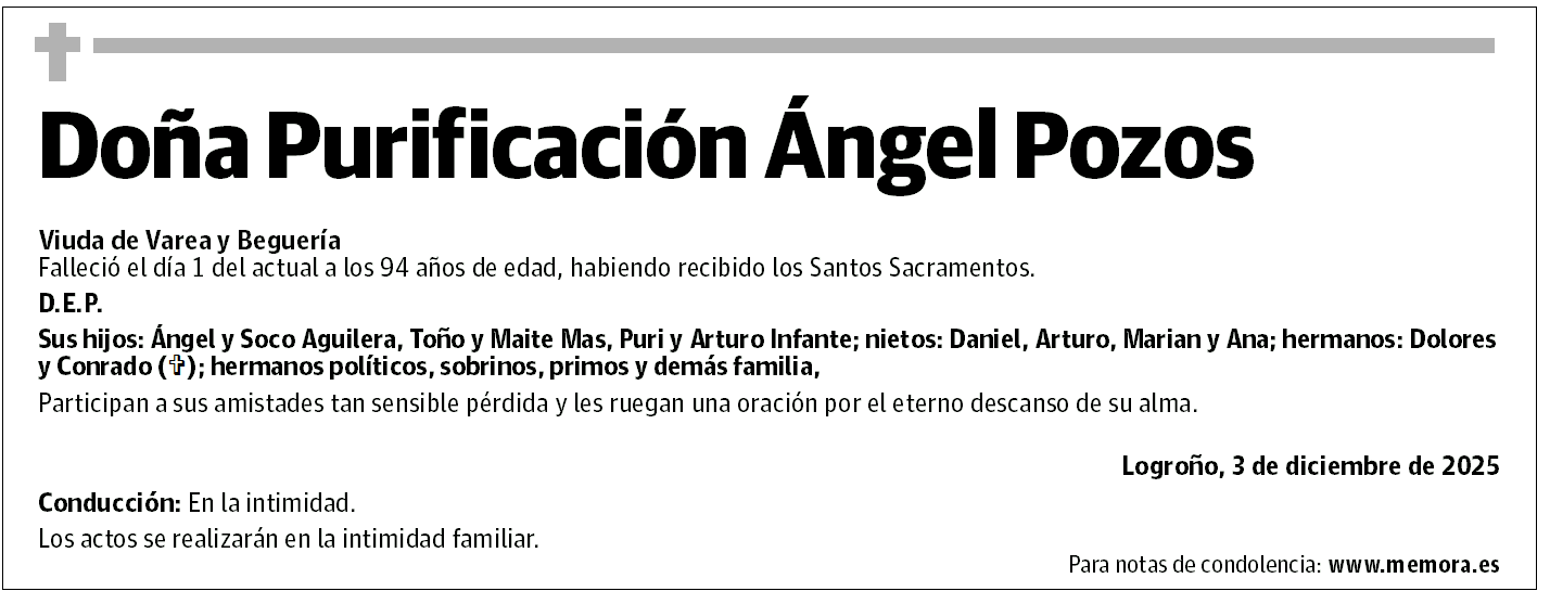 Doña Purificación Ángel Pozos
