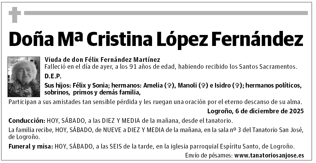 Doña Mª Cristina López Fernández