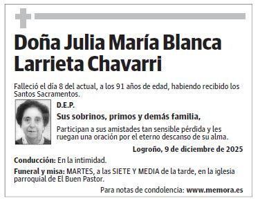 Doña Julia María Blanca Larrieta Chavarri
